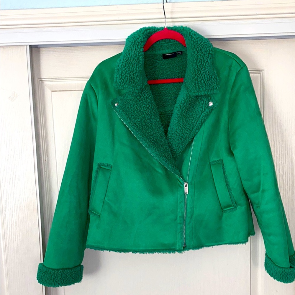 VERO MODA- Green Shearling Women's faux suede Jacket